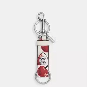 Coach Trigger Snap Bag Charm Keychain with Cherry Print NWT